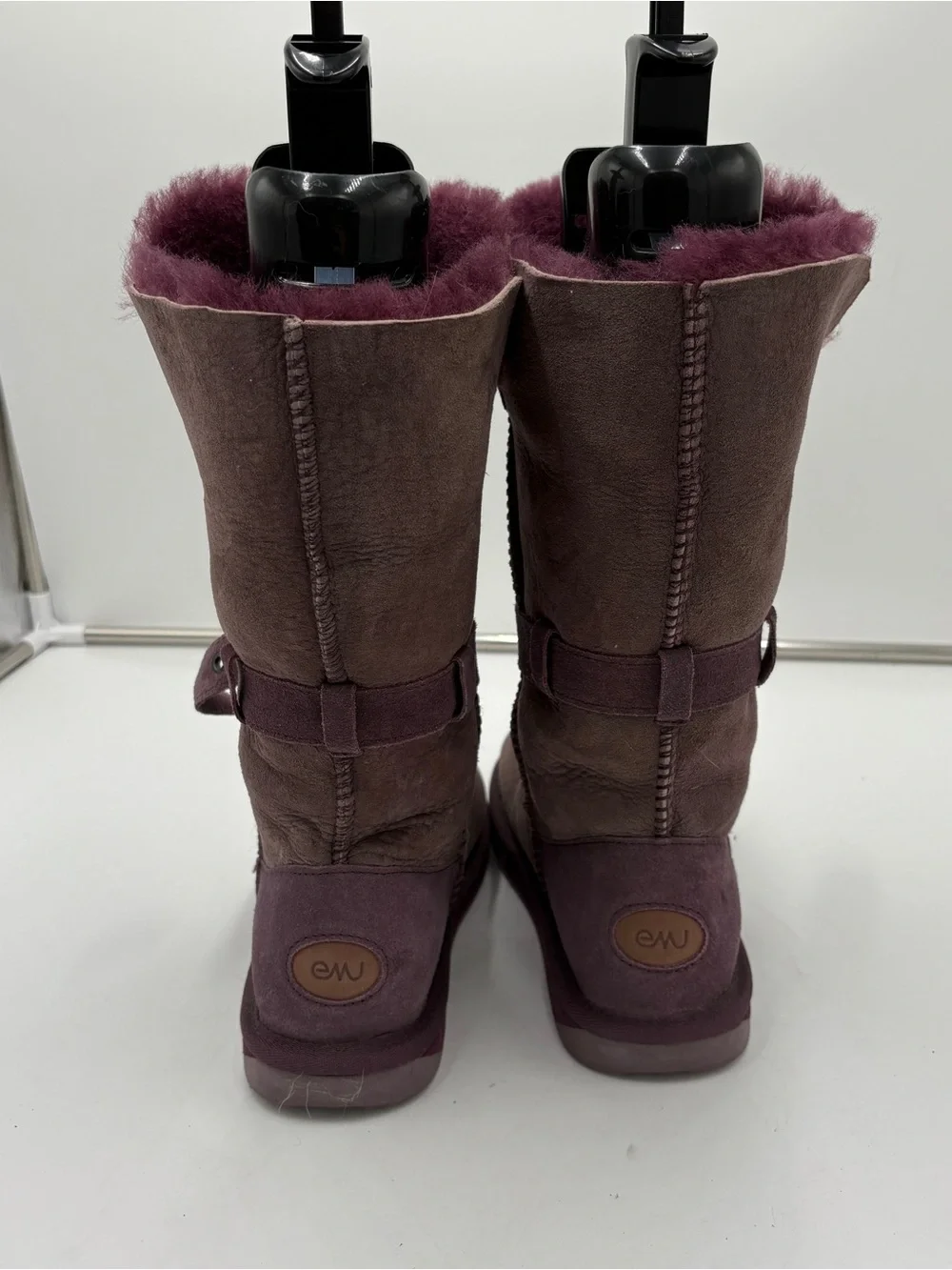 Emu Australia Purple Suede Shearling Tall Knee High Winter Boots Buckle Womens 7
